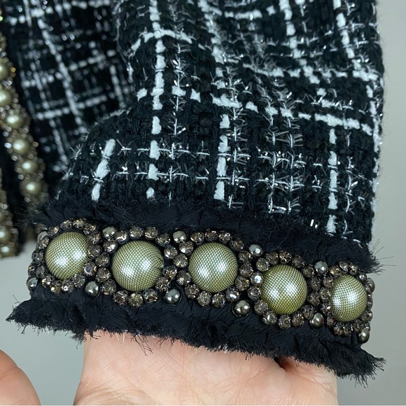 NWT Alice + Olivia Carmen Embellished Tweed Wool Blend Blazer size 6 - Picture 14 of 15